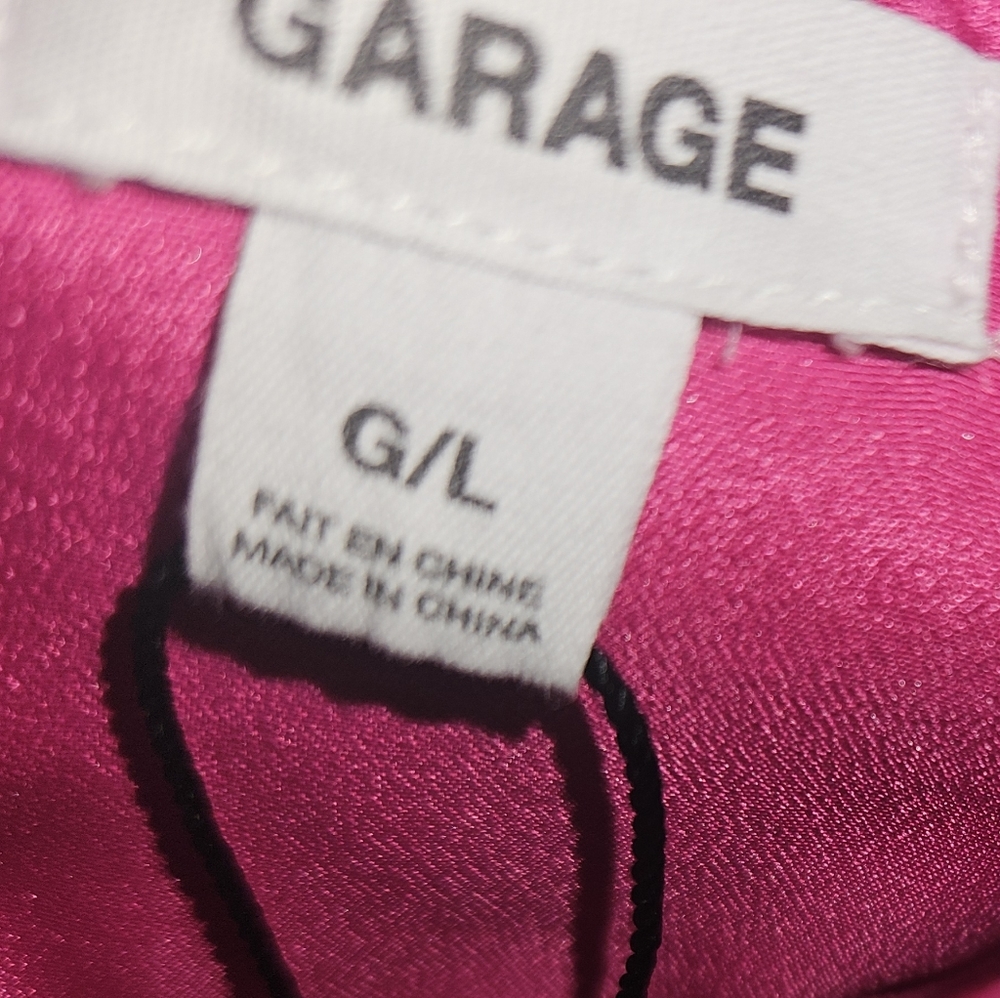 Hot pink Garage Satin Plunge Halter Dress Backless Sz L - Picture 4 of 4
